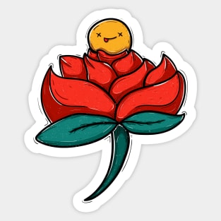 Roses flower with smile emoticon Sticker